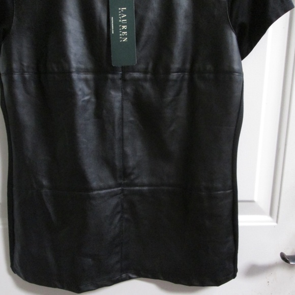 new RALPH LAUREN Black leather  look like pullover blouse Sz - Picture 9 of 14